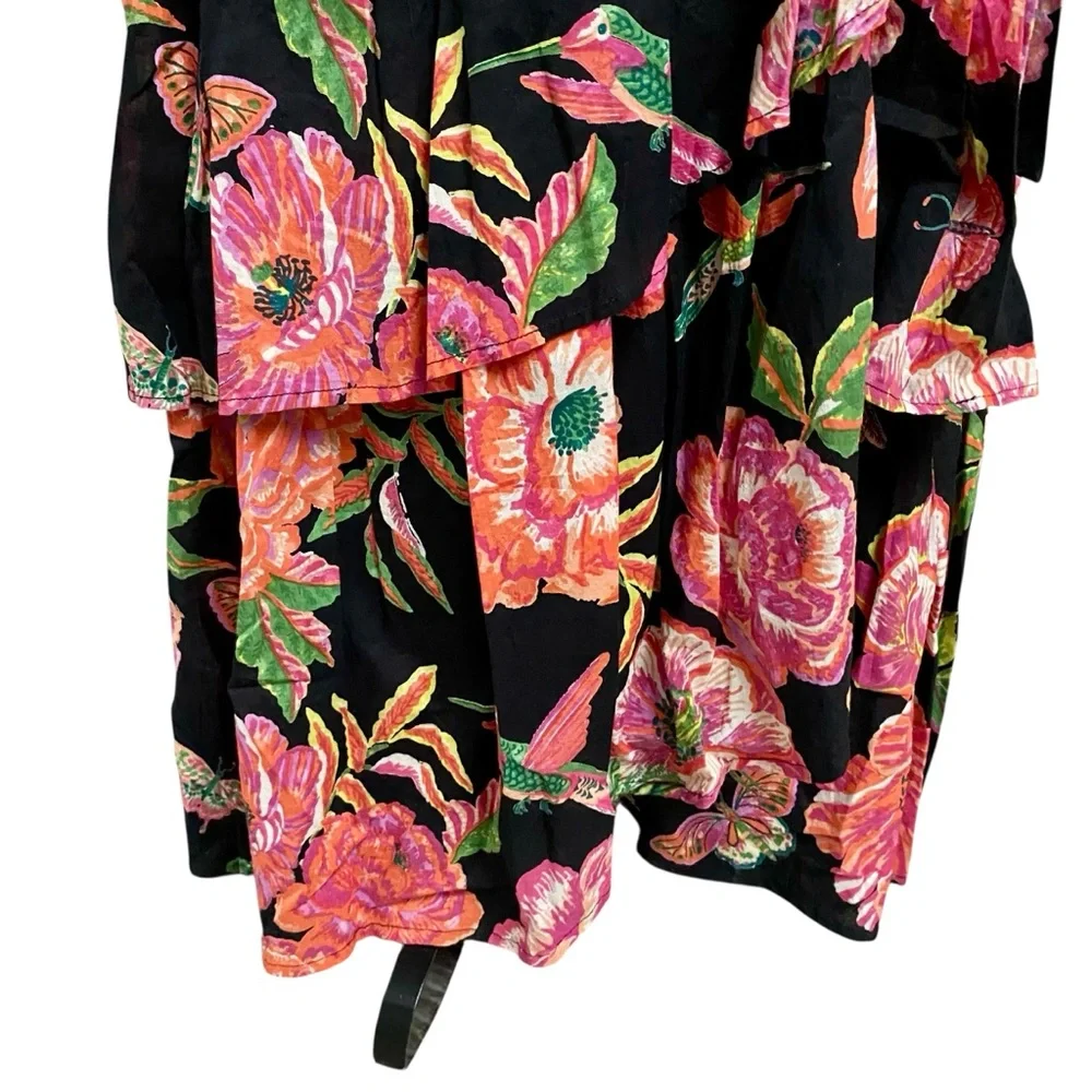 Banjanan Designer Carra Eliza’s Rose Garden Black Wrap Maxi Dress S - Picture 7 of 14